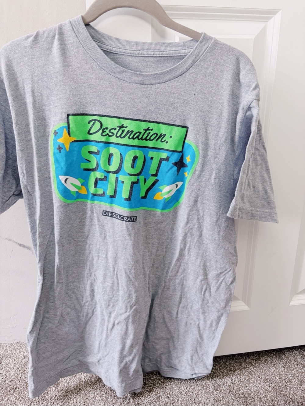 Destination Soot City Graphic Tee - Gray with Blue & Green Print